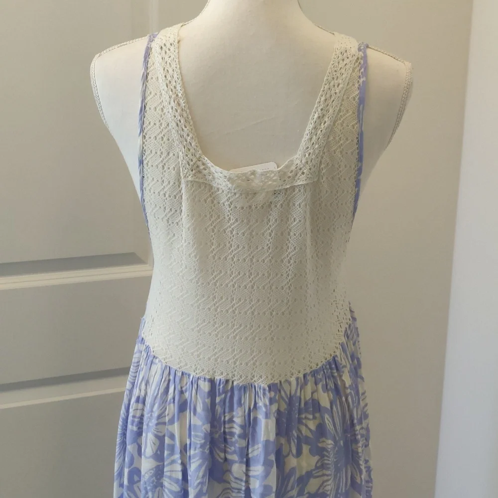 New!Free people slip on boho-chick tier cornflower combo maxi dress Cottagecore - Picture 10 of 15